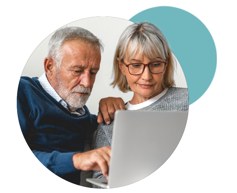Couple looking for insurance online
